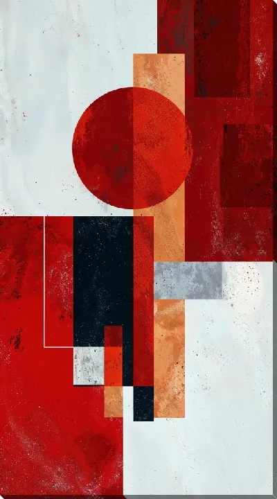 Картина маслом Красная абстракция геометрическая