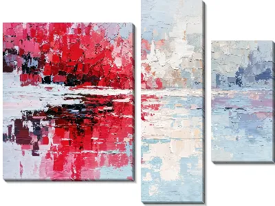 Модульная картина Красный абстрактный пейзаж №2