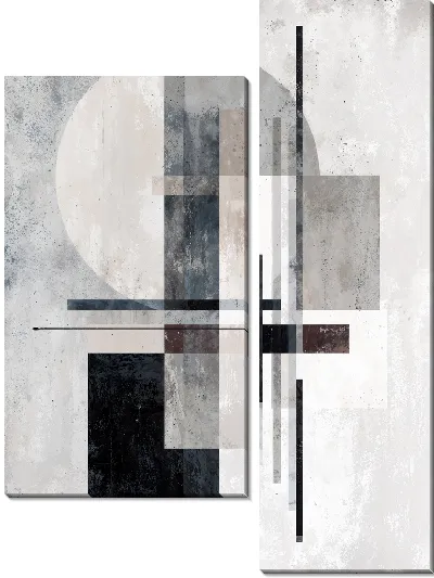 Модульная картина Абстракция геометрическая в серых тонах