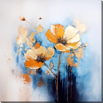 Картина маслом Золотые цветы №3