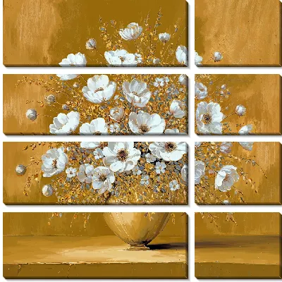 Модульная картина Золотые цветы №4