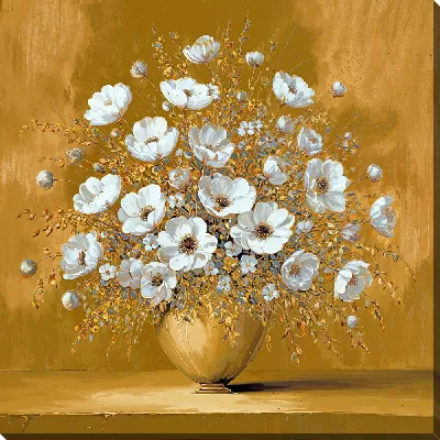 Картина маслом Золотые цветы №4