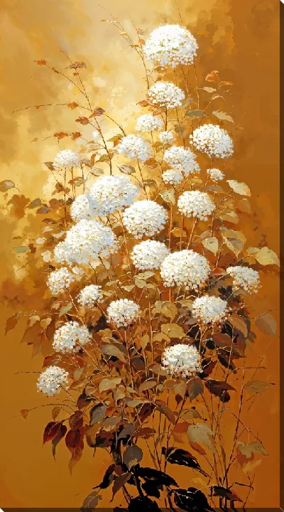 Картина маслом Цветы с золотом №7