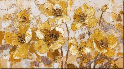 Картина маслом Цветы с золотом №9