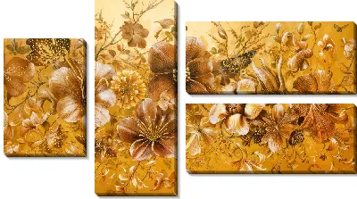 Модульная картина Золотые цветы №101