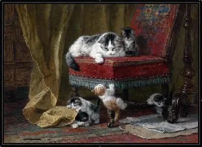 Кошка с котятами (A cat with kittens)