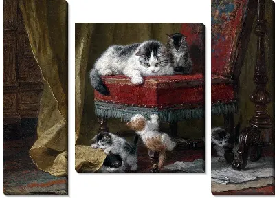 Кошка с котятами (A cat with kittens)