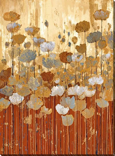 Картина маслом Цветы с золотом №13