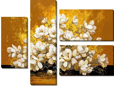 Модульная картина Золотые цветы №14