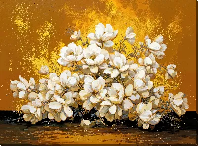 Картина маслом Золотые цветы №14