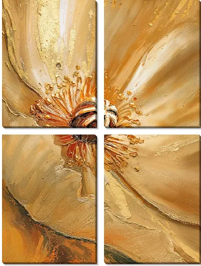 Модульная картина Золотые цветы №15