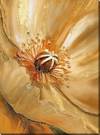Картина маслом Золотые цветы №15