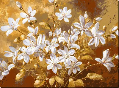 Картина маслом Золотые цветы №16