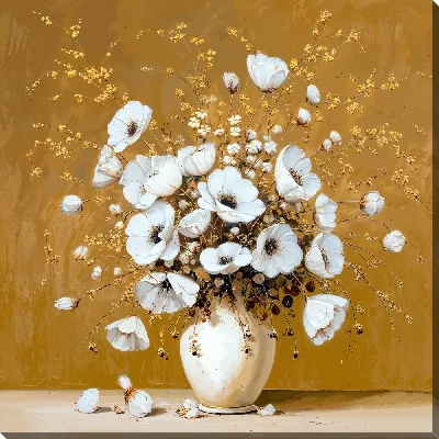 Картина маслом Золотые цветы №19