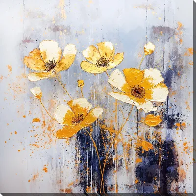 Картина маслом Золотые цветы №27