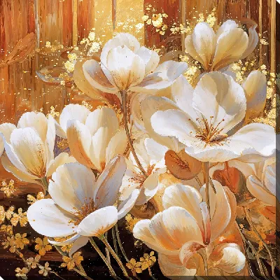 Картина маслом Золотые цветы №29