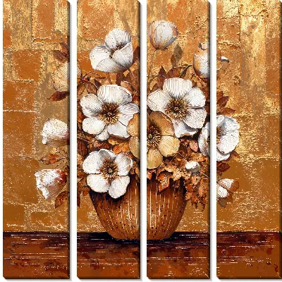 Модульная картина Золотые цветы №31