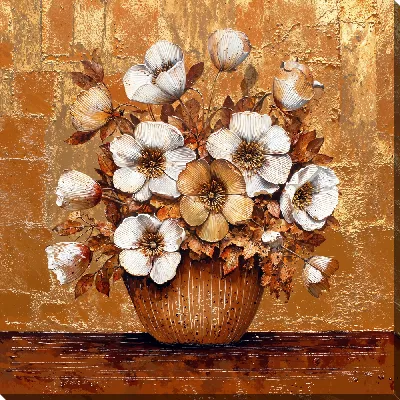 Картина маслом Золотые цветы №31