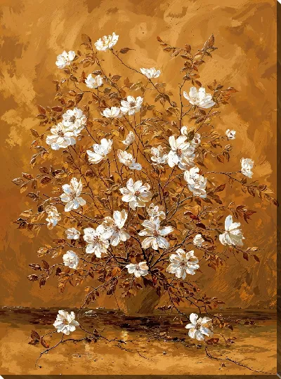 Картина маслом Золотые цветы №34