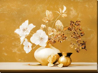 Картина маслом Золотые цветы №36