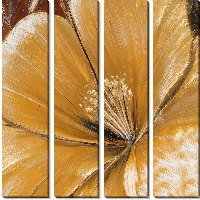 Модульная картина Золотые цветы №37
