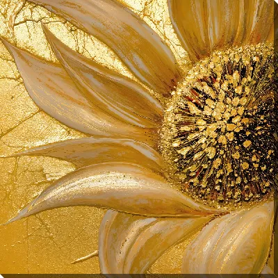 Картина маслом Золотые цветы №39