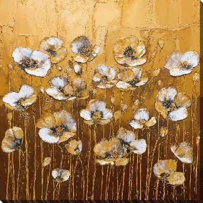 Картина маслом Золотые цветы №49