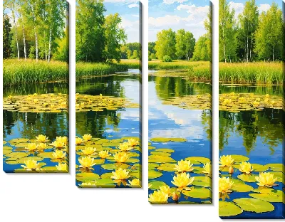 Модульная картина Русский пруд с кувшинками