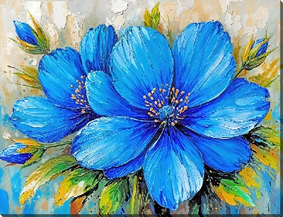 Картина маслом Два синих цветка №2