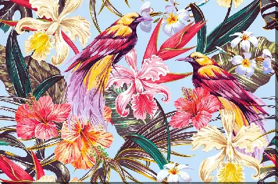 Картина маслом Две птицы и цветы