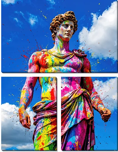 Модульная картина Разрисованная статуя