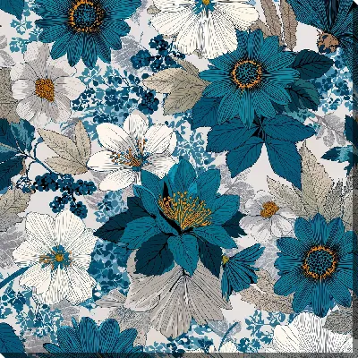 Картина маслом Лазурные и белые цветы