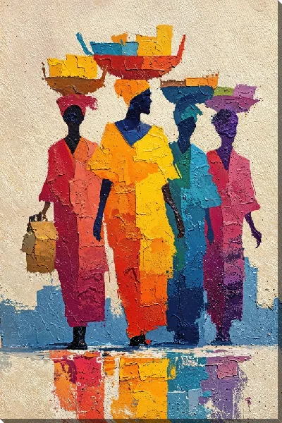 Картина маслом Африканские женщины в цветастой одежде