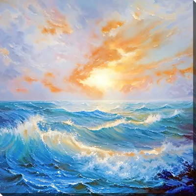 Картина маслом Пенное море на закате