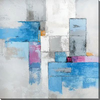 Картина маслом Бело-серо-голубая абстракция