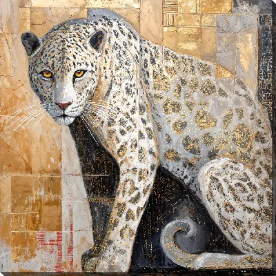 Картина маслом Серый леопард