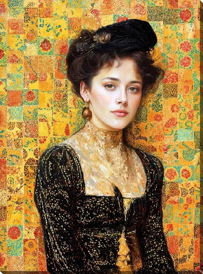 Картина маслом Портрет дамы на узорном фоне