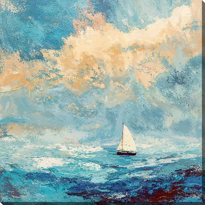 Картина маслом Парусник в пустынном море