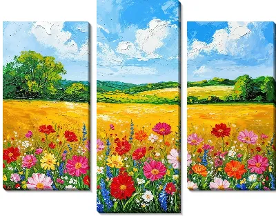 Модульная картина Летние полевые цветы