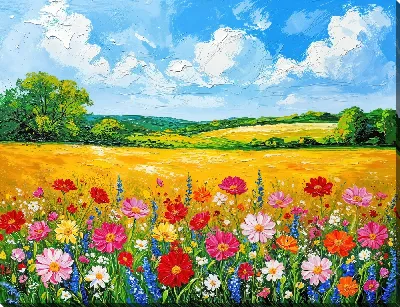 Картина маслом Летние полевые цветы