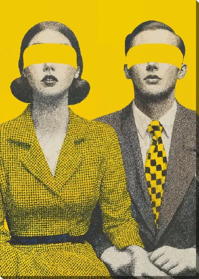 Картина маслом Пара с желтыми повязками в стиле поп-арт