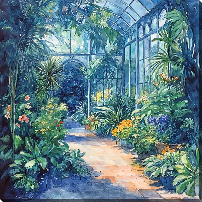 Картина маслом Зимний сад