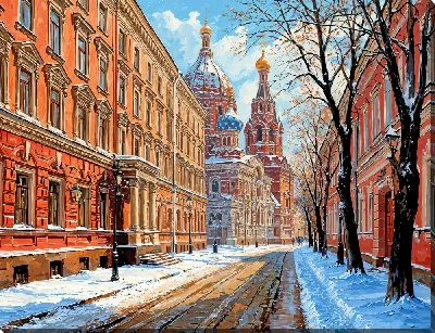 Картина маслом Поздняя осень Петербурга