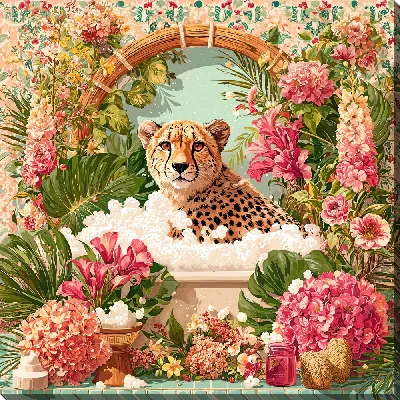 Картина маслом Леопард в ванной