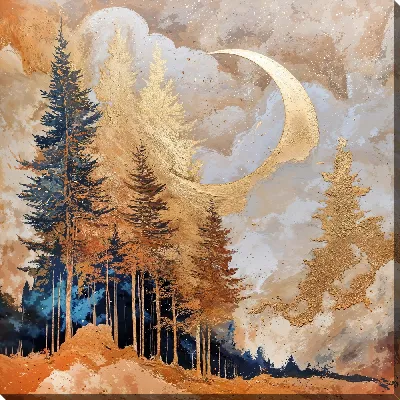 Картина маслом Золотая Луна полумесяц
