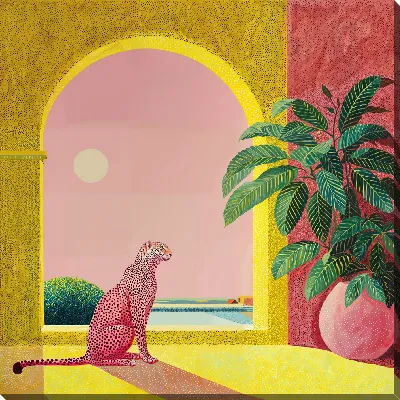 Картина маслом Гепард и фикус