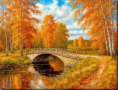 Картина маслом Золотом одетый осенний парк