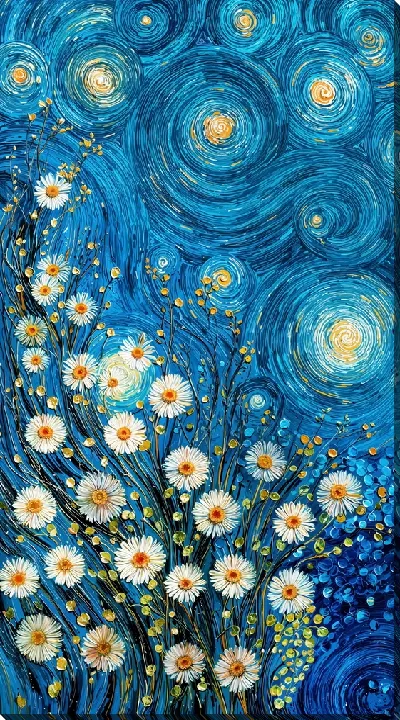 Картина маслом Звездные ромашки