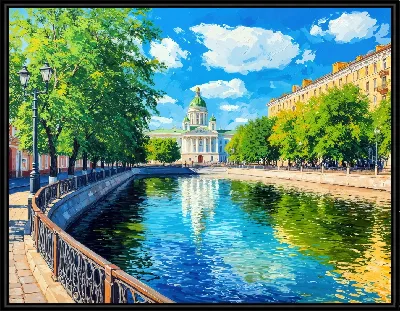 Картина Городская река