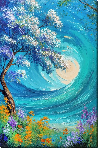 Картина маслом Поток природы